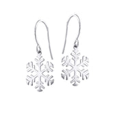 14K Yellow Gold Shiny Snow Flake Drop Earrings fine designer jewelry for men and women